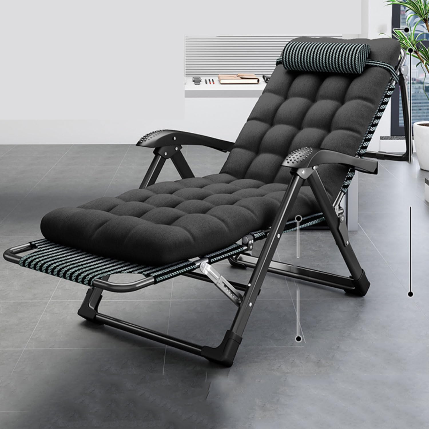 Chaise longue d'extérieur robuste contre le mal de dos pour relax de jardin