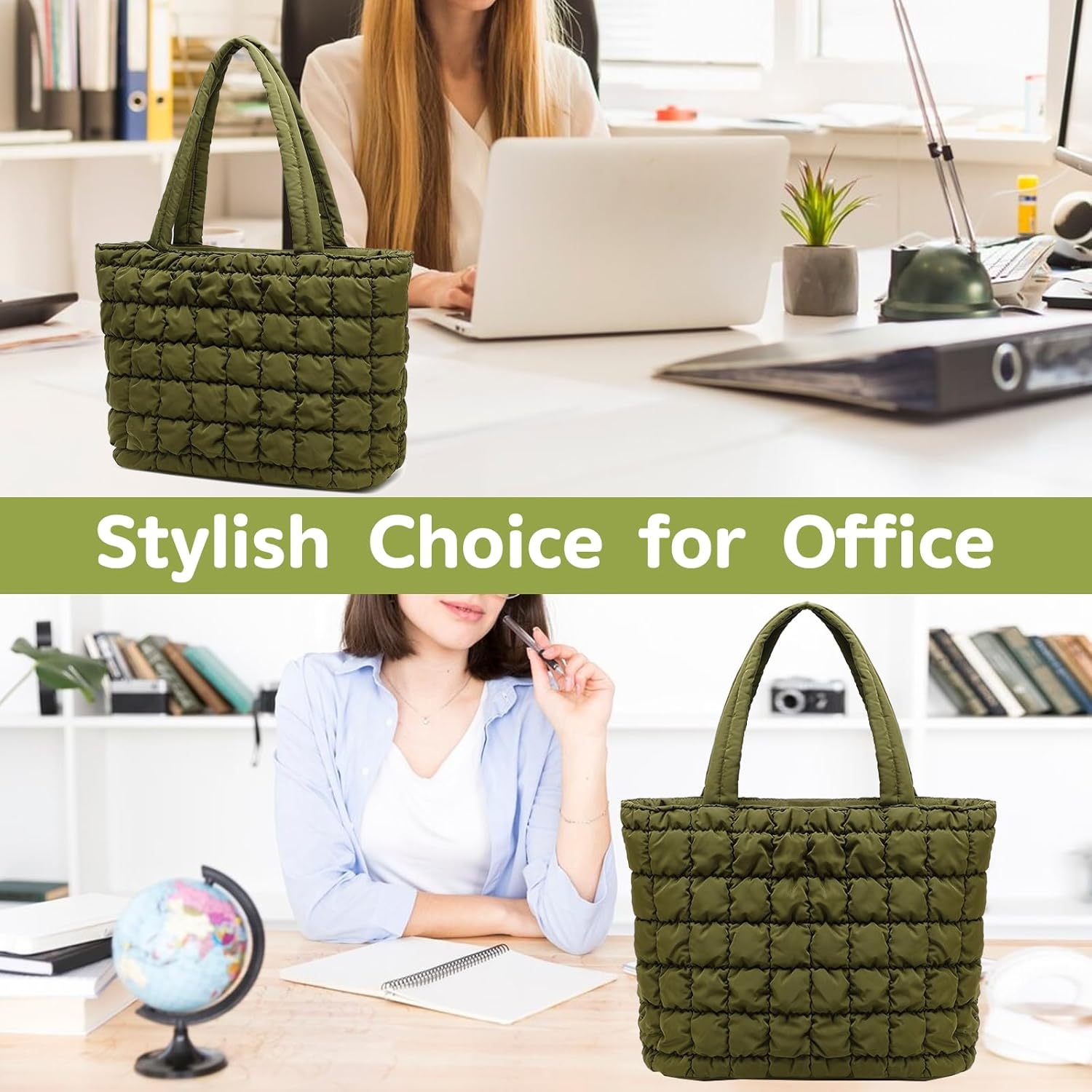 CAMTOP Lunch Box for Women Girls Insulated Cute Lunch Tote Bag Lunchbox Cooler Bag for Work Travel Picnic (Army Green) - Image 2