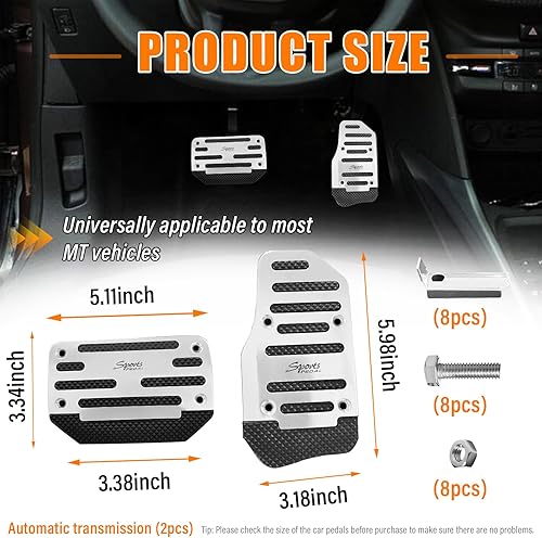 Miniatura 2 de Ziciner 2 almohadillas antideslizantes para pedal de automóvil, caja de cambios automática, cubierta de pedal de freno de gas de aleación de