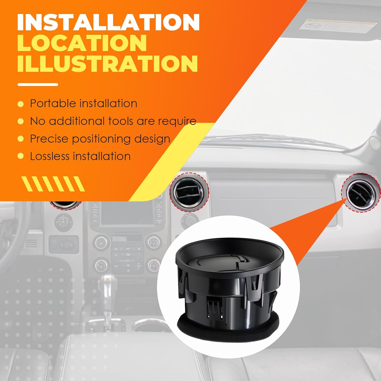 Dashboard AC Heater Duct Vent Louvre (4 Pcs) Compatible with F Series 150 2009-2014 9L3Z19893AA CL3Z-19893-EA | CL3Z-19893-EA,Enhance the appearance of the car,Comfortable inside the car,The interior style is in harmony with each other