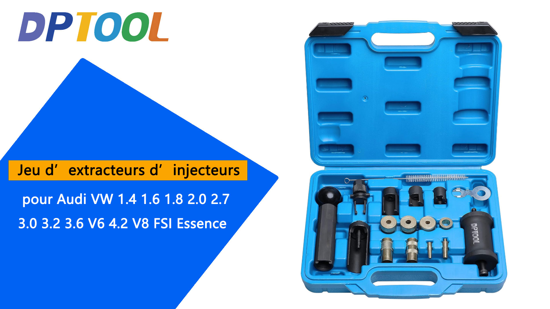 Kit Extracteur D'injecteurs 18 Pièces - Pour Audi, VW, Skoda (moteurs FSI 1.4 à 4.2) - Neuf