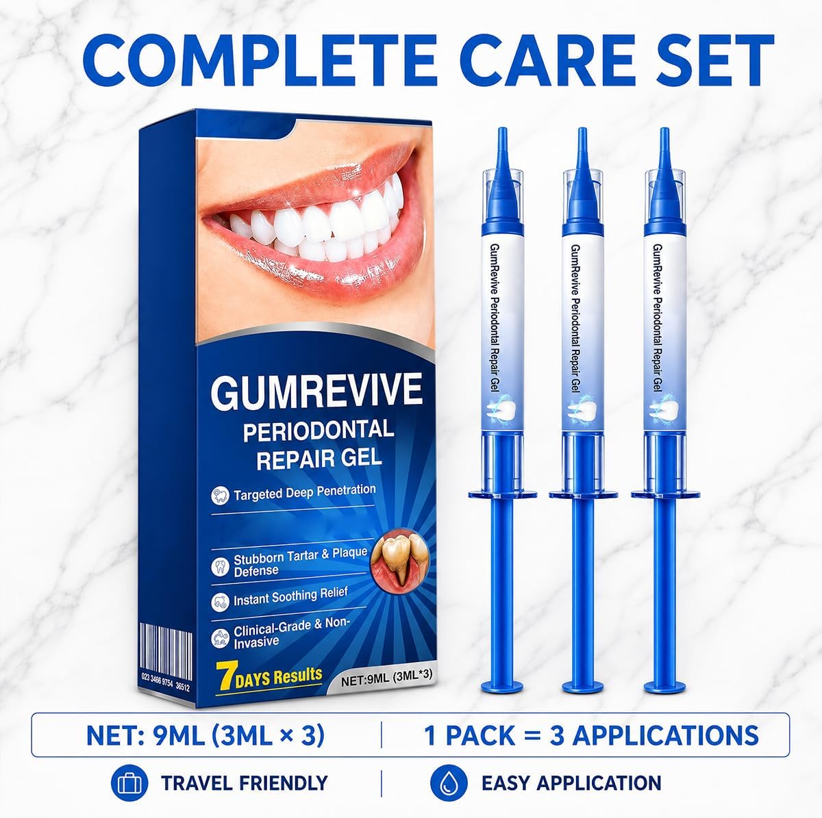 Evolvion GumRevive Periodontal Repair Gel, Mint Fresh Gel for Teeth & Gums, Peroxide & Alcohol Free, Color Correcting Formula, Daily Oral Care, Travel Sachets (2 Boxes, 6 Tubes Total)