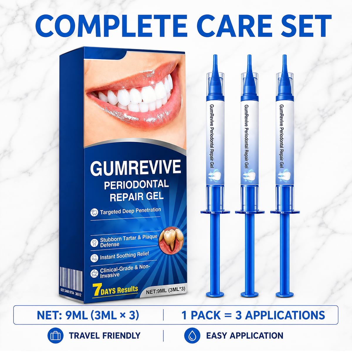 Evolvion Gumrevive Periodontal Repair Gel, Evolving Gum Repair Care Dental Gel,Peroxide & Alcohol Free, Color Correcting Formula, Daily Oral Care, Travel Sachets (2 Boxes, 6 Tubes Total)