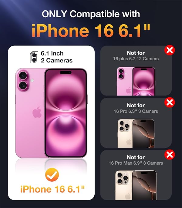 Diaclara Designed for iPhone 16 Case, Upgraded [Full Camera Protection] Full Body Rugged Bumper Case with Built-in Screen Protector, Rose Pink by Diaclara - Used condition - Image 2