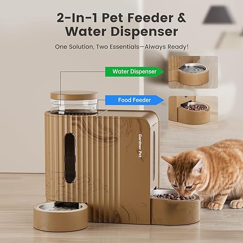 Miniatura 2 de Gardner Pet Gravity - Comedero automático 2 en 1 para mascotas, 2 comederos para gatos de 0.8 galones y dispensador de agua, 100% libre de BPA y
