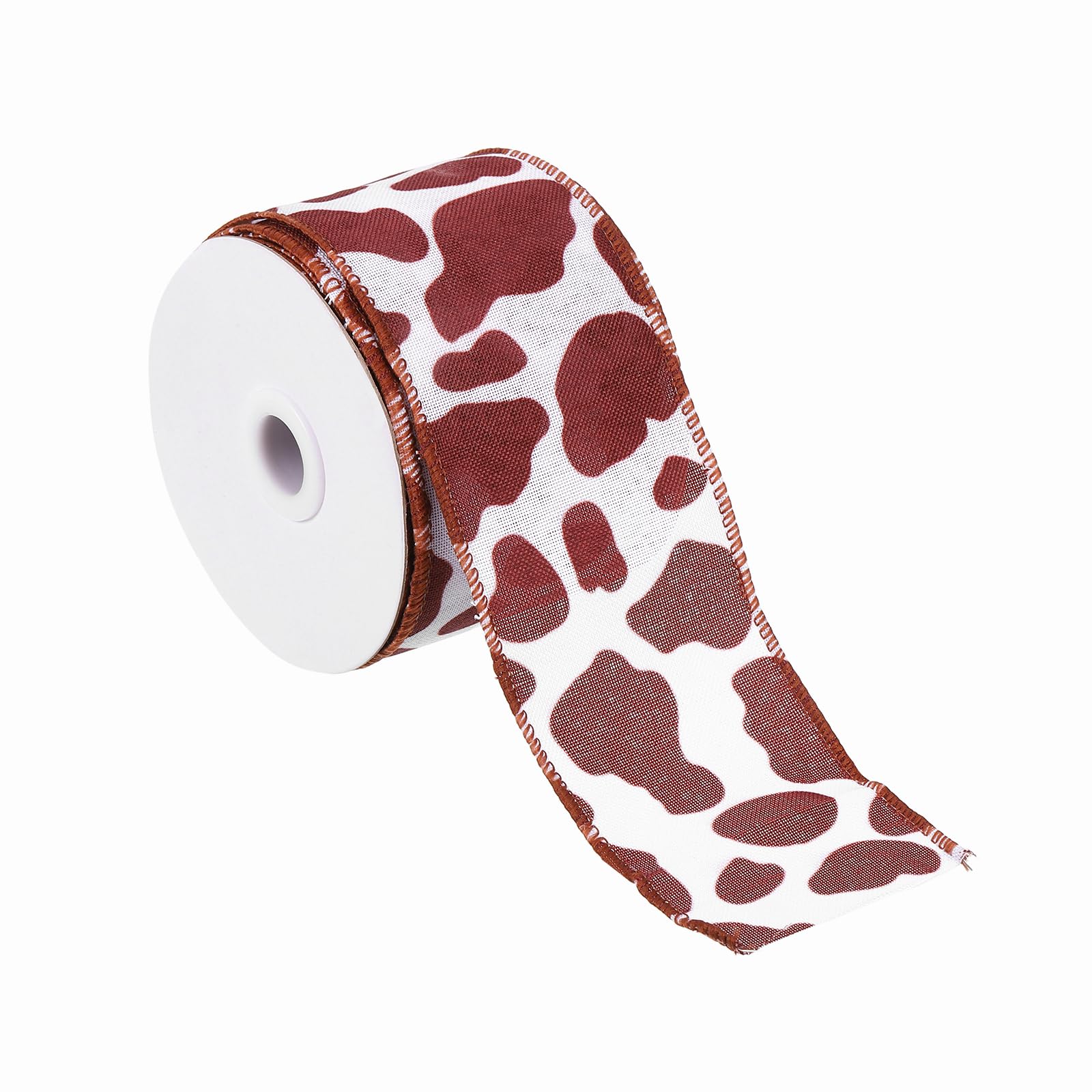 PATIKIL 10 Yards Ribbon for Gift Wrapping 1pcs 63mm (2 1/2inch) Cow Print Ribbons for Crafts Thin Ribbon for Wedding Decoration Gifts Home Coming-Mum Hat Bow