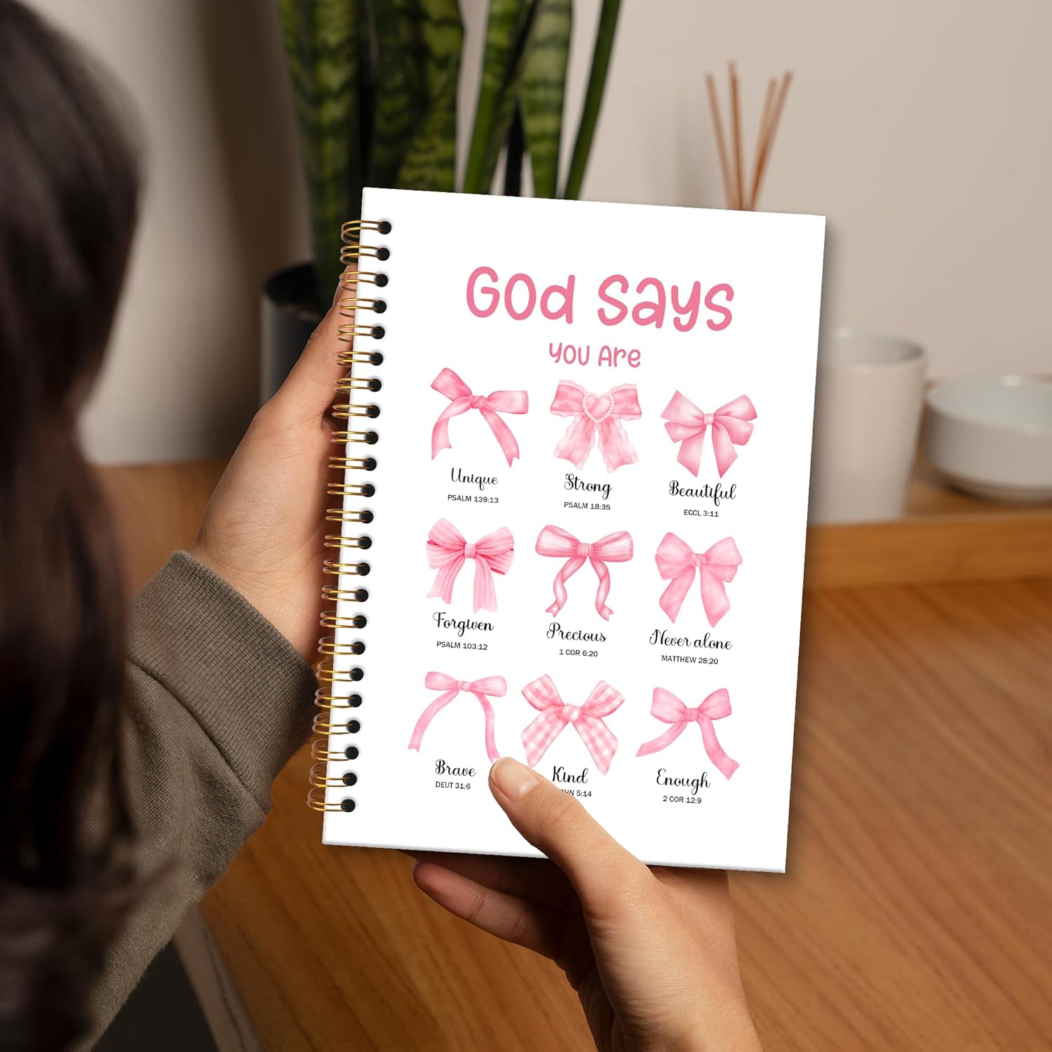 Coquette God Says You Are Journal Notebook, Inspirational Christian Spiral Notebook, Pink Bow Journal Notebooks for Women, Bible Prayer Office School Supplies Gifts, 5.5x8.3In - Image 3