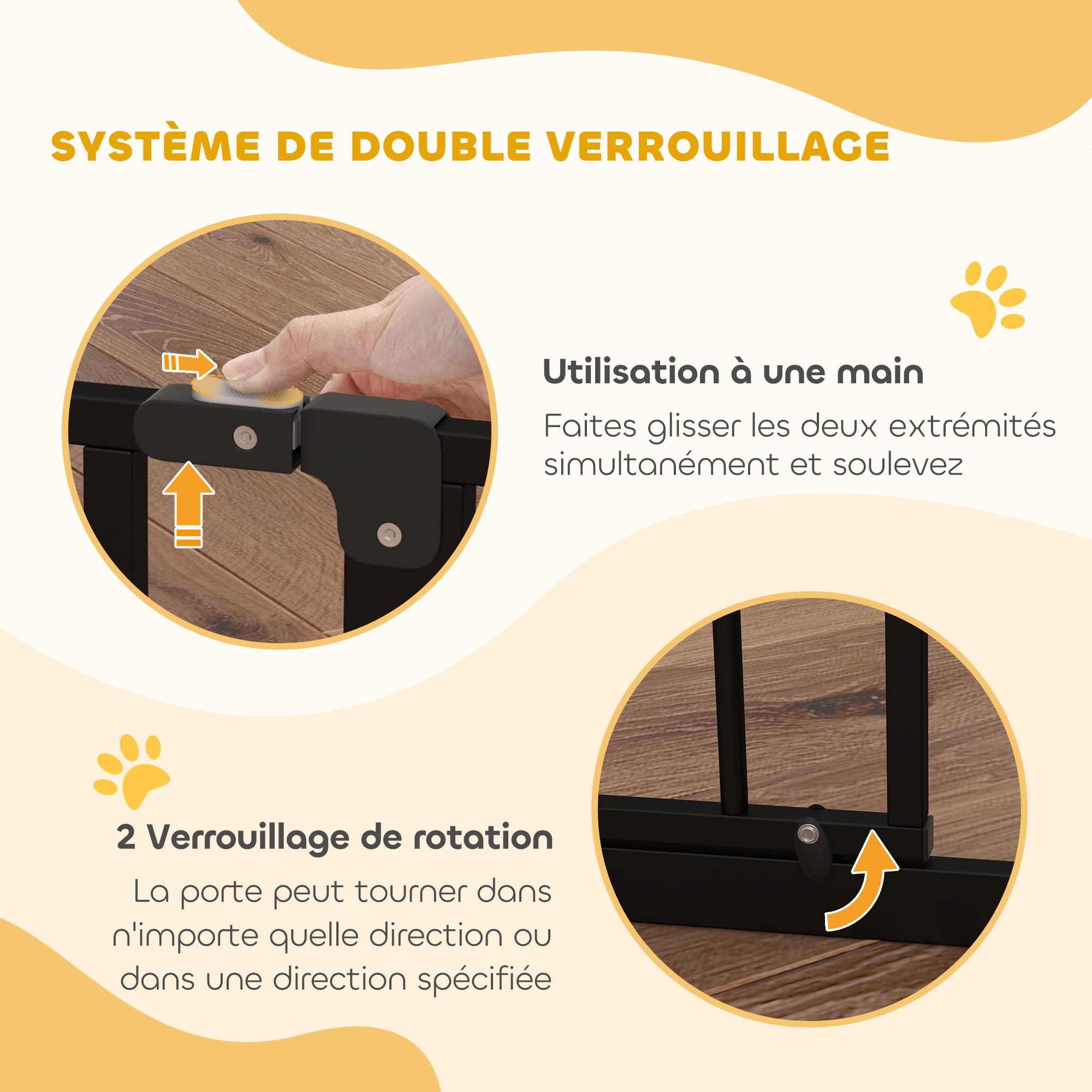 PawHut Barrière de sécurité Chien barrière Extensible 75-95 x 76 cm barrière escaliers couloirs Portes sans perçage en Acier et ABS Noir