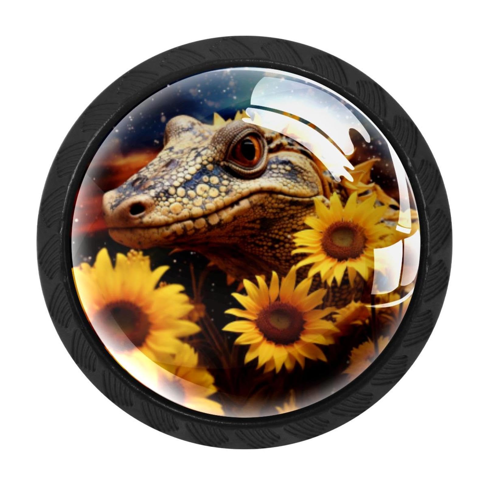 CHENZZZZ 4 Pack Crocodile Starry Sunflower Drawer Knob Cabinet Hardware