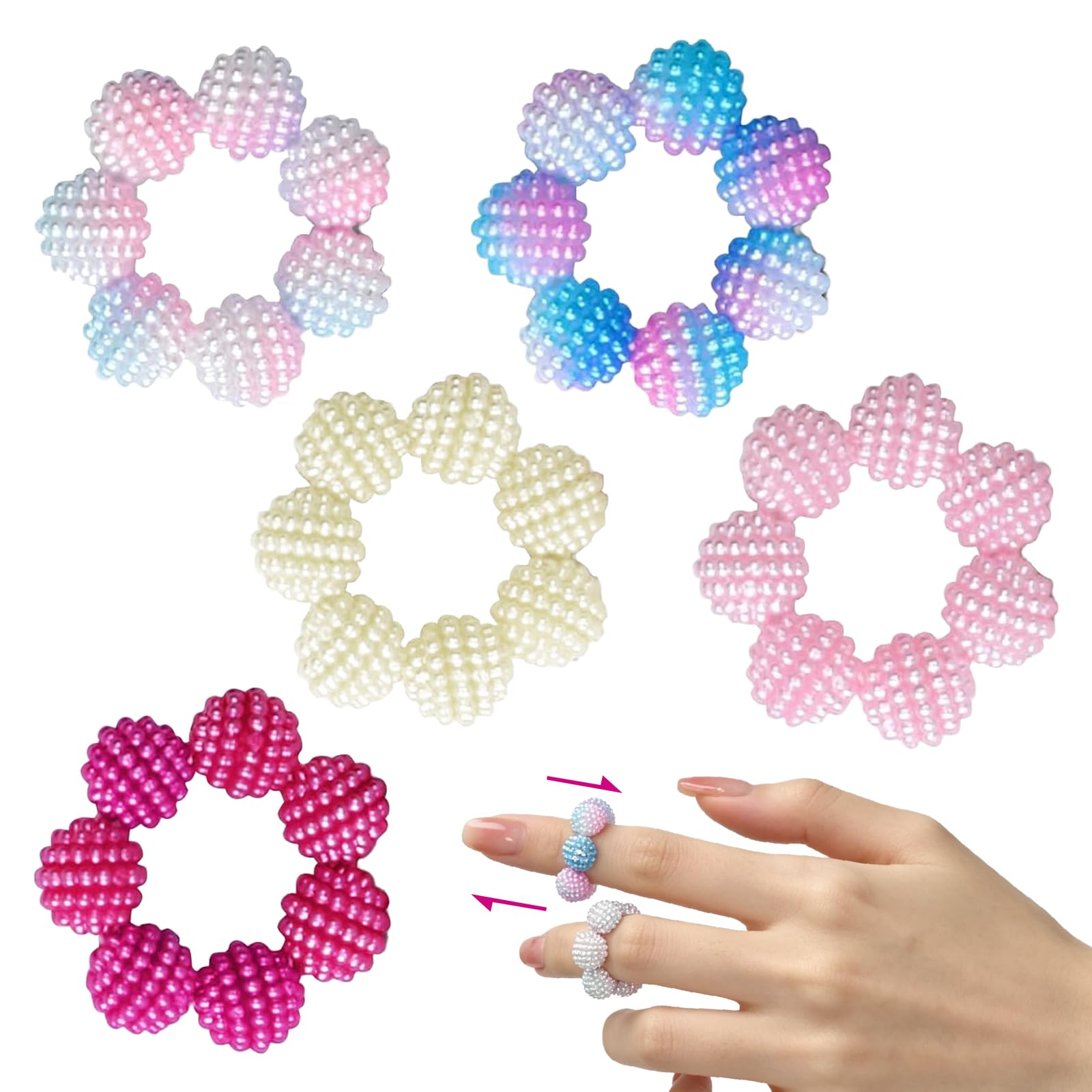 5 Pack Acupressure Rings - Spiky Sensory Fidget Rings for Anxiety & Stress Relief – Stretch Quiet Tactile Finger Fidgets for Adults, Busy Hands, Office and Travel
