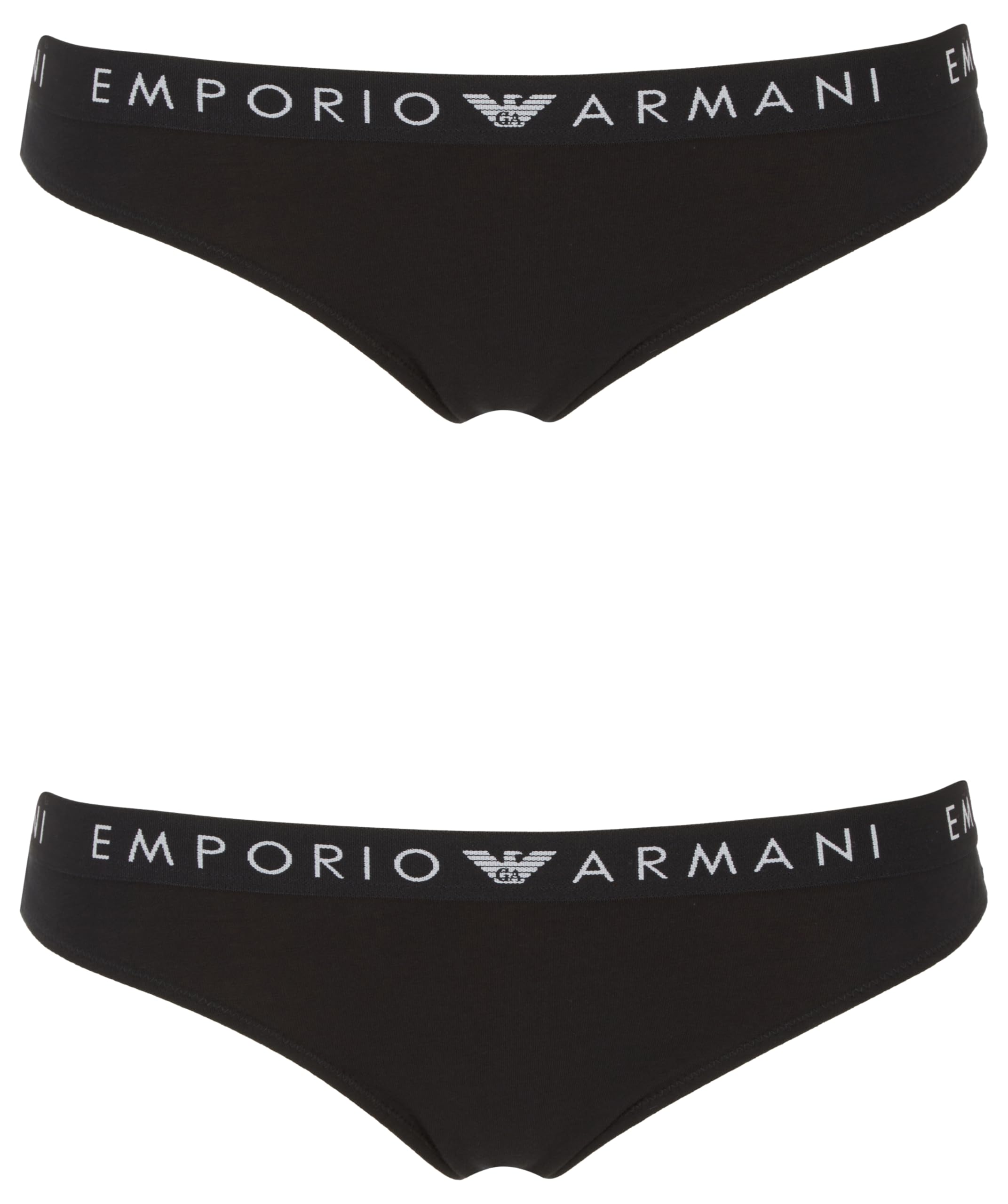 Emporio Armani Women's ICONIC MICROFIBER 2-PACK BRASILIAN Underwear, NERO,