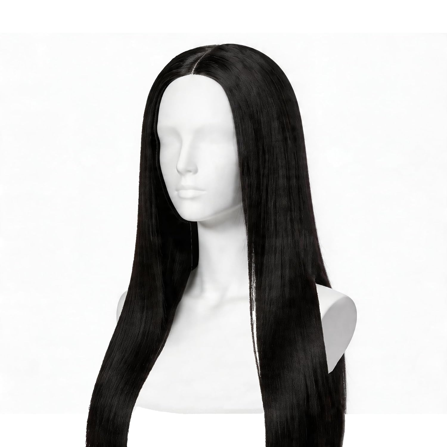 Black Long Straight Synthetic Wig 26 Inch Glueless Heat Resistant Fiber Wig for Women Natural Black for Daily Party Cosplay