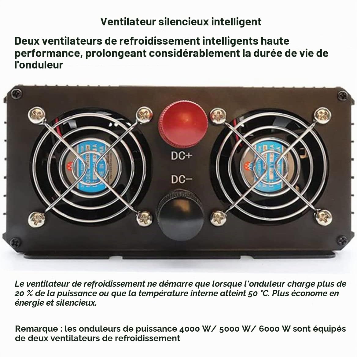 Convertisseur Pur Sinus 3000W 4000W 5000W 6000W Onduleur, Transformateur, 12V 24V 48V 60V vers 220V 230V, 2 Prises AC et Affichage à LED,3000W-48V