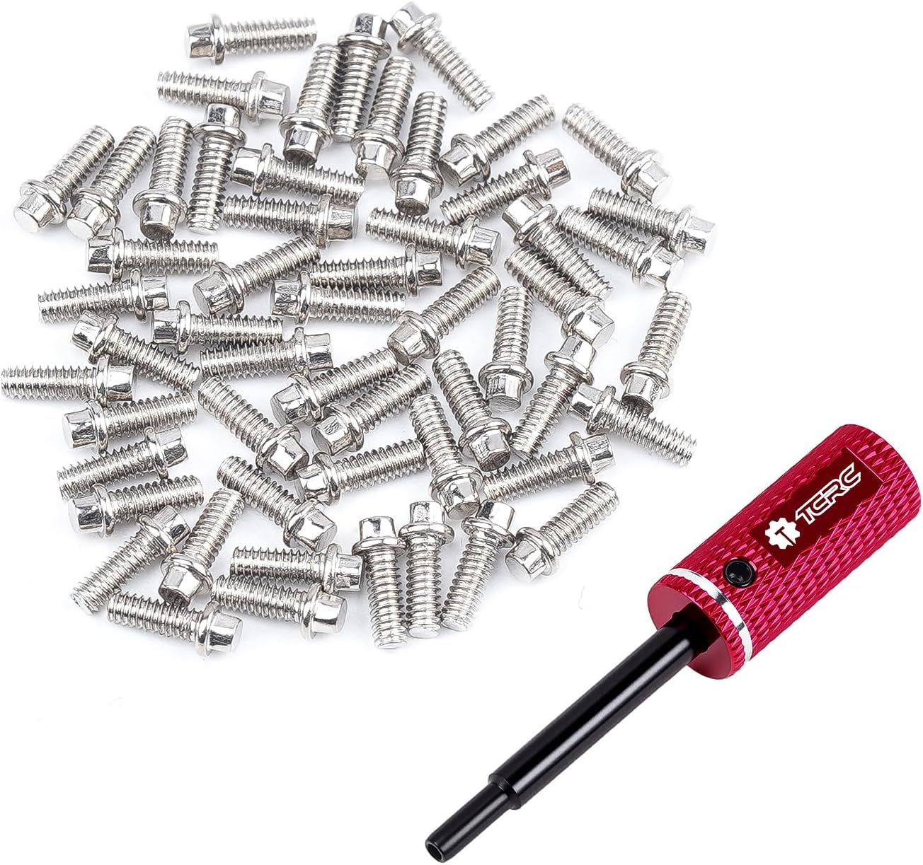 75PCS Carbon Steel M1.4x4mm Beadlock Screws with Aluminum Easy Handheld Installation Tool for 1.0inch 1.3inch Wheel hubs,Silver