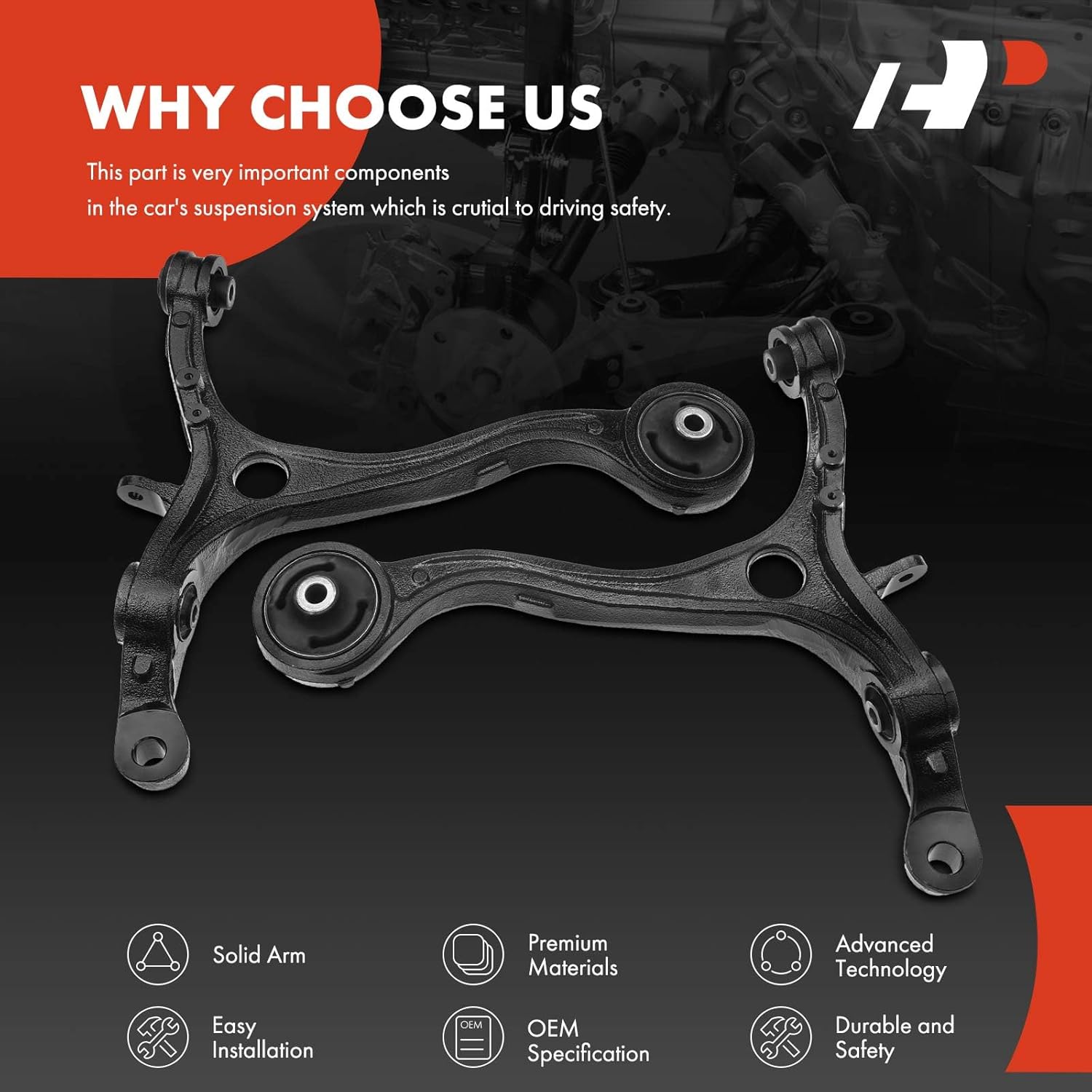 A-Premium 2 x Front Lower Control Arms, with Bushing, Compatible with Honda Accord 2008-2012, Acura TSX 2009-2014