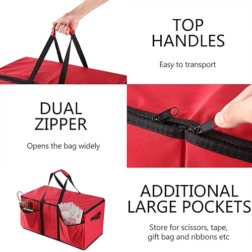 Miniatura 4 de Sattiyrch Caja de almacenamiento grande para adornos de Navidad con cierre de cremallera doble, la caja contribuye con ranuras para 54 adornos