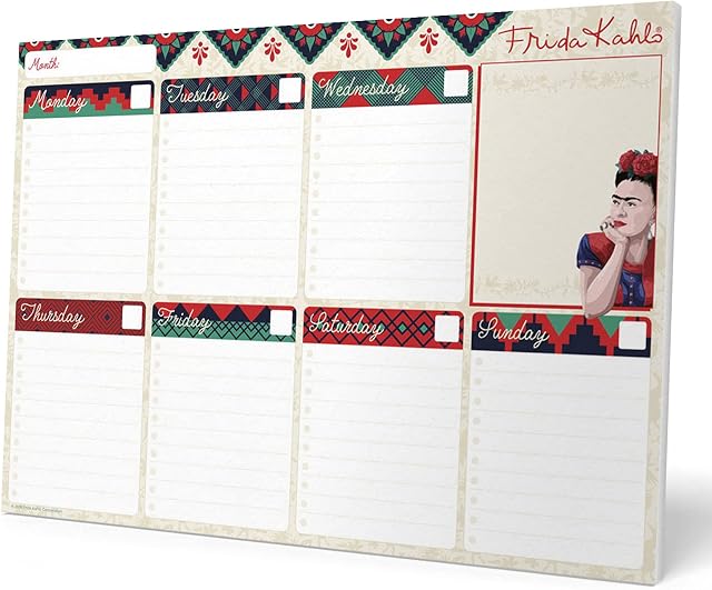 Official Frida Kahlo Weekly Planner A4 - Frida Kahlo Calendar - Family Calendar - 54 Tear Off Pages - Desk Calendar - Desk Planner 2022 - Frida Kahlo Gifts
