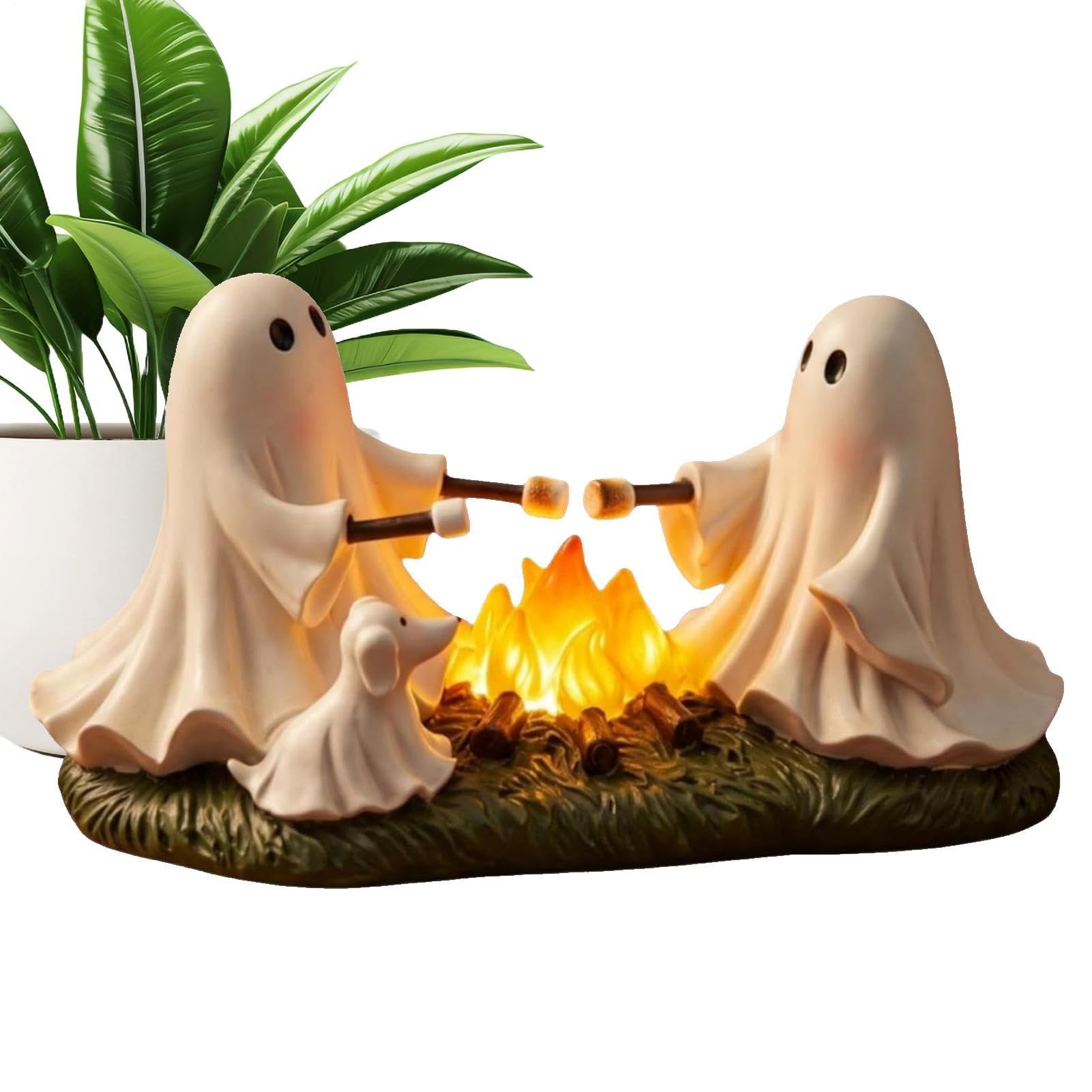 Figurilla Fantasma Figurilla de Resina Iluminada Asando Algodón de Azúcar
