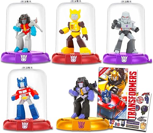 Transformers Juego de mini figuras  Paquete de 5 unidades con mini figuras transformadoras con tatuajes transformadores  Relleno de cesta de Pascua