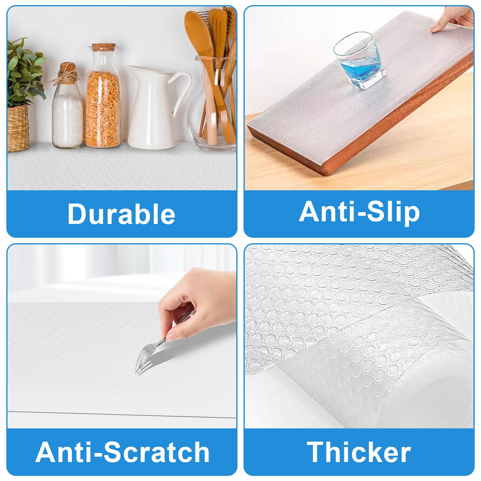 Schubladenmatte 50cm x 500cm EVA-Material Wasserdichtem Antirutschmatte Schubladenmatte Küchenschrankmatte Nicht Klebende für Schubladen Regale Schrank Kühlschrank