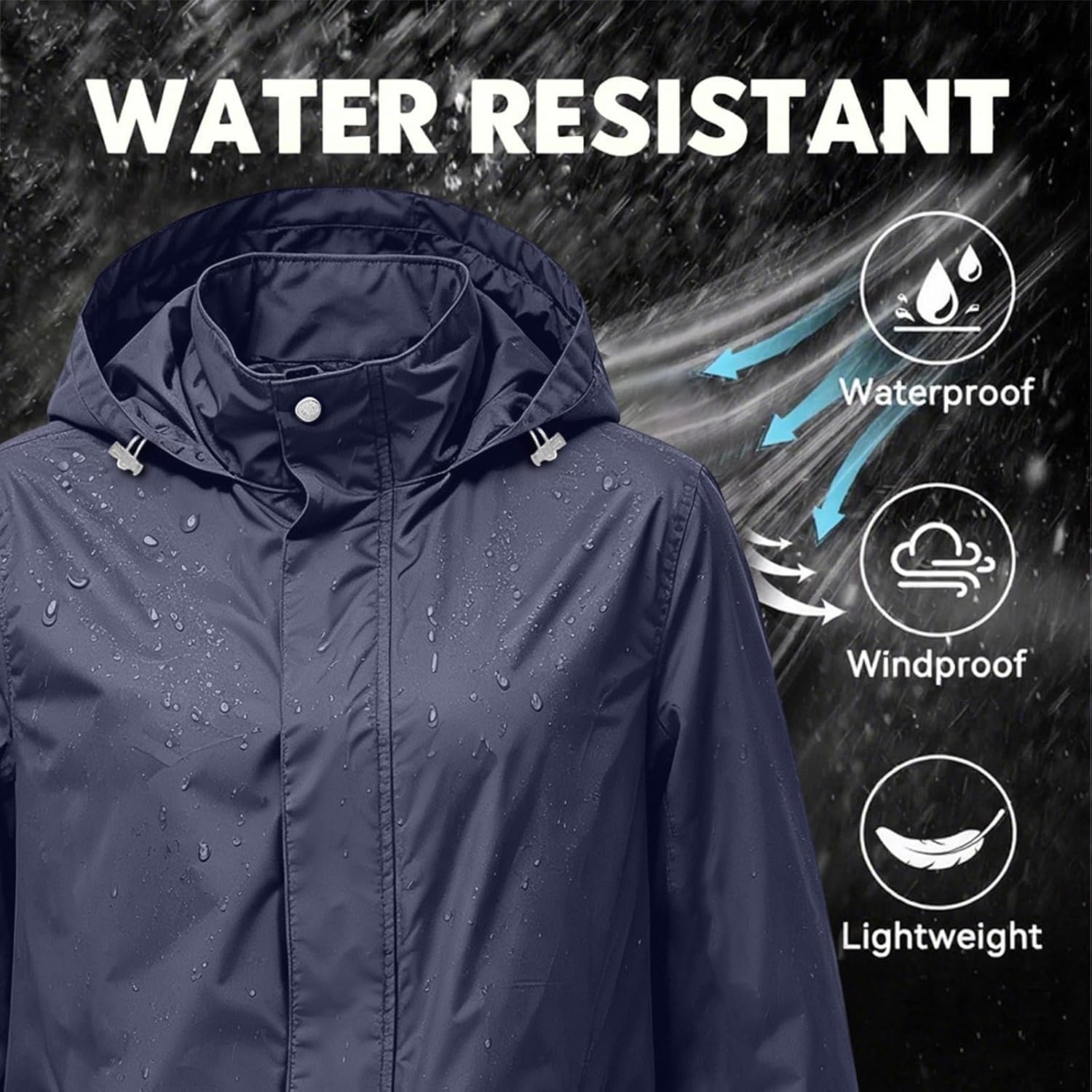 Windbreaker Jacket Women Lightweight Packable Rain Jacket Waterproof Zip Up Cycling Travel Jackets Casual Rain Coats