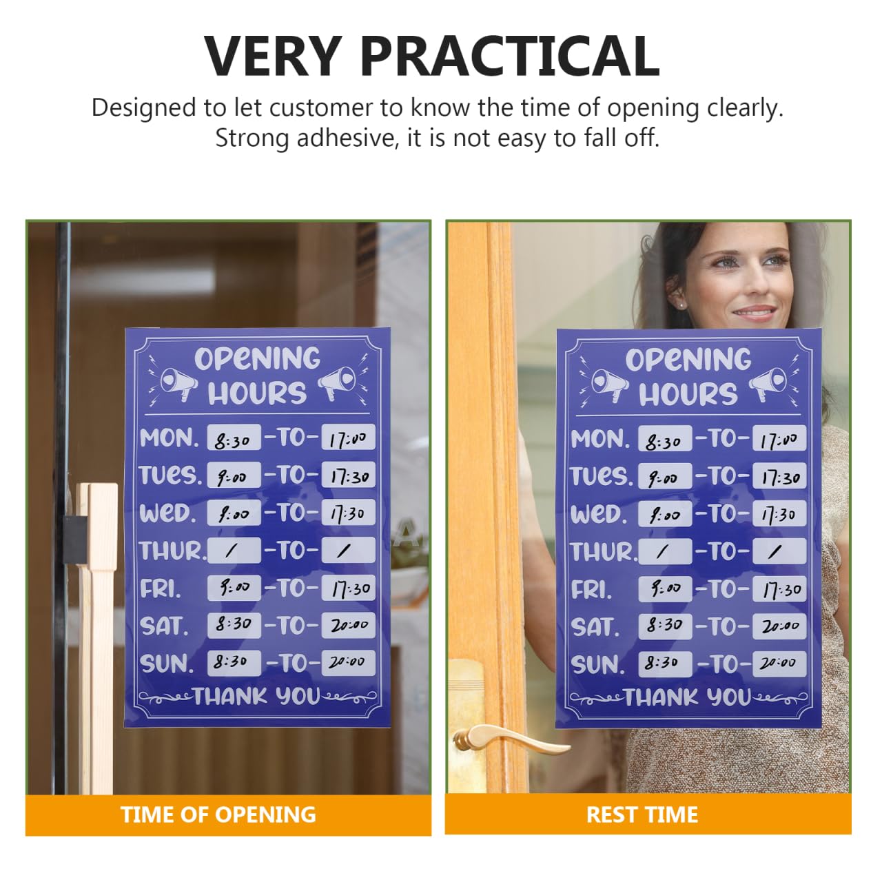 IMIKEYA Autocollant 'Heures d'Ouverture' pour Vitrine ou Porte - Panneau Effaçable des Heures d'Ouverture 30x20cm pour Cafés, Bars, Restaurant，Magasins ou Bureaux
