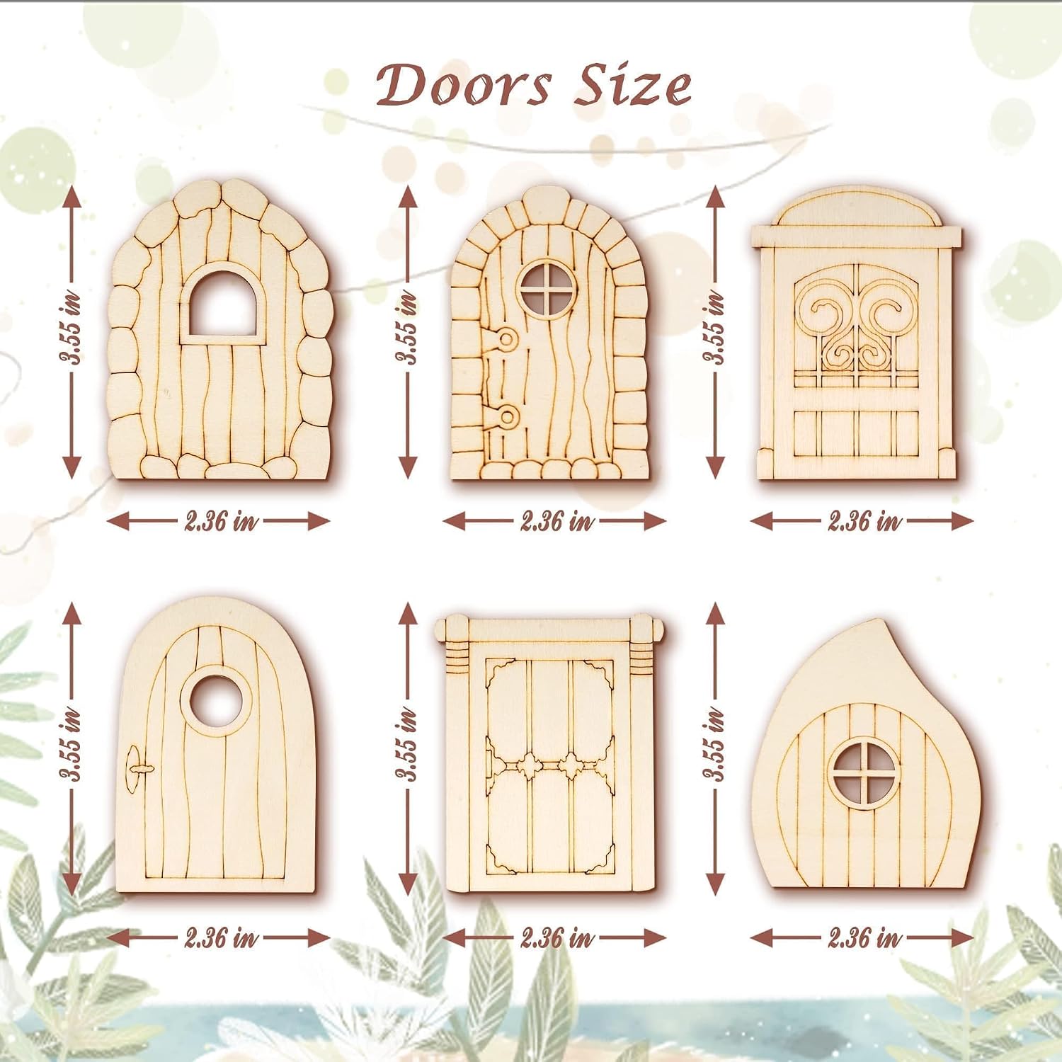 48Pcs Wooden Fairy Door & Window Unpainted Miniature DIY Craft Kit