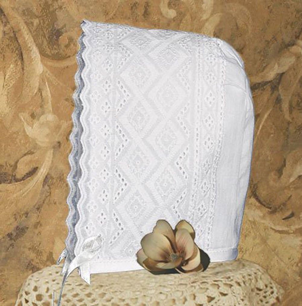 White 100% Cotton Broadcloth 30" Girls Baptism Christening Gown with Lace