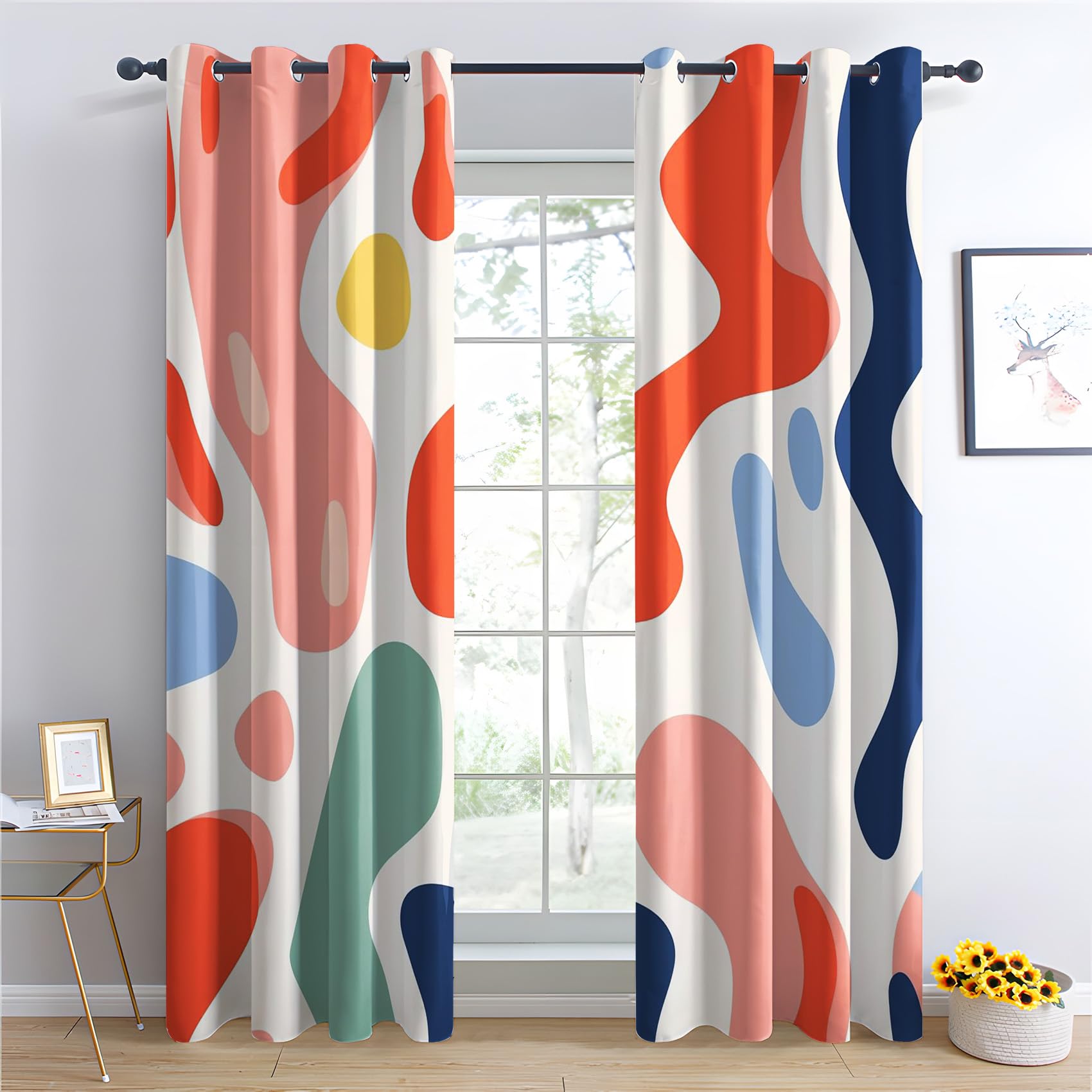 Fenstervorhang 107x160 Cm, 2-teilig – Regenbogen-Design, Verdunkelnd, Mit Nano-Ösen Für Gardinenstange