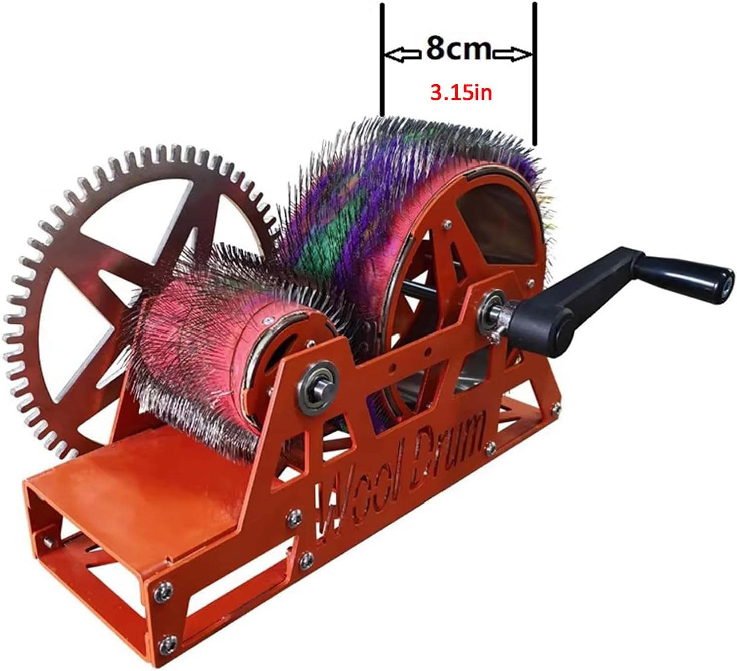 Wool Drum Carder, Manual Fiber Blending Machine, Hand Crank Combing Wheel for DIY Fiber Prep, Color Blending, Felting Crafts, for Spinners & Craft Enthusiasts
