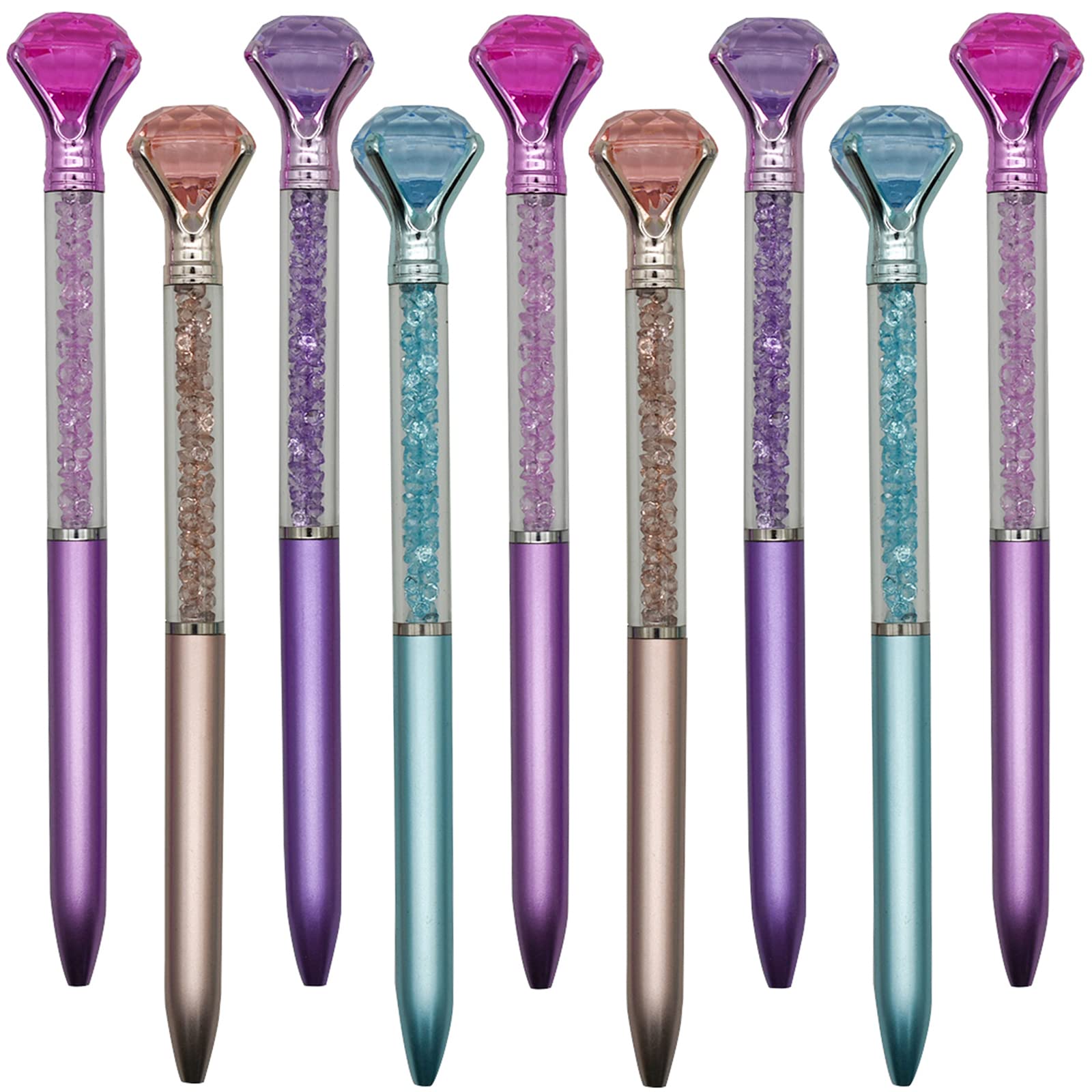 Maydahui 24 PCS Big Diamond Ballpoint Pens Colorful Crystal Quicksand Pen Retractable Bling Rhinestones Metal Pen Black Ink for School Party Home