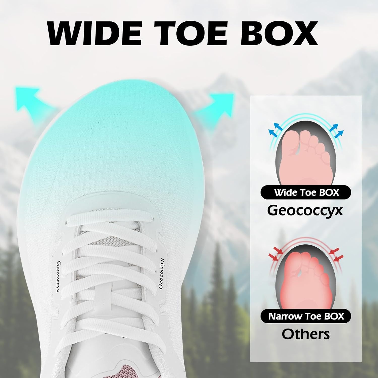 Mens Wide Toe Box Walking Shoes Running Athletic Sneakers-Breathable Lightweight Non-Slip - Image 2