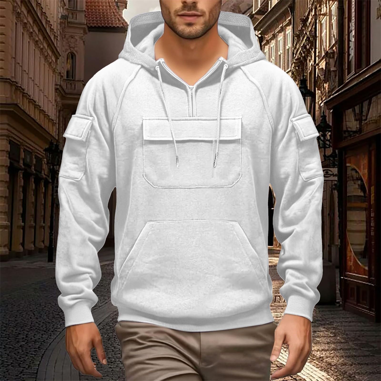 DENGJIAMY Sweat à capuche tendance pour homme Grande taille
