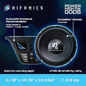 Hifonics Pair of 12 Inch Subwoofers, 800 Watt Max 400 Watt RMS Car, 2-Pack