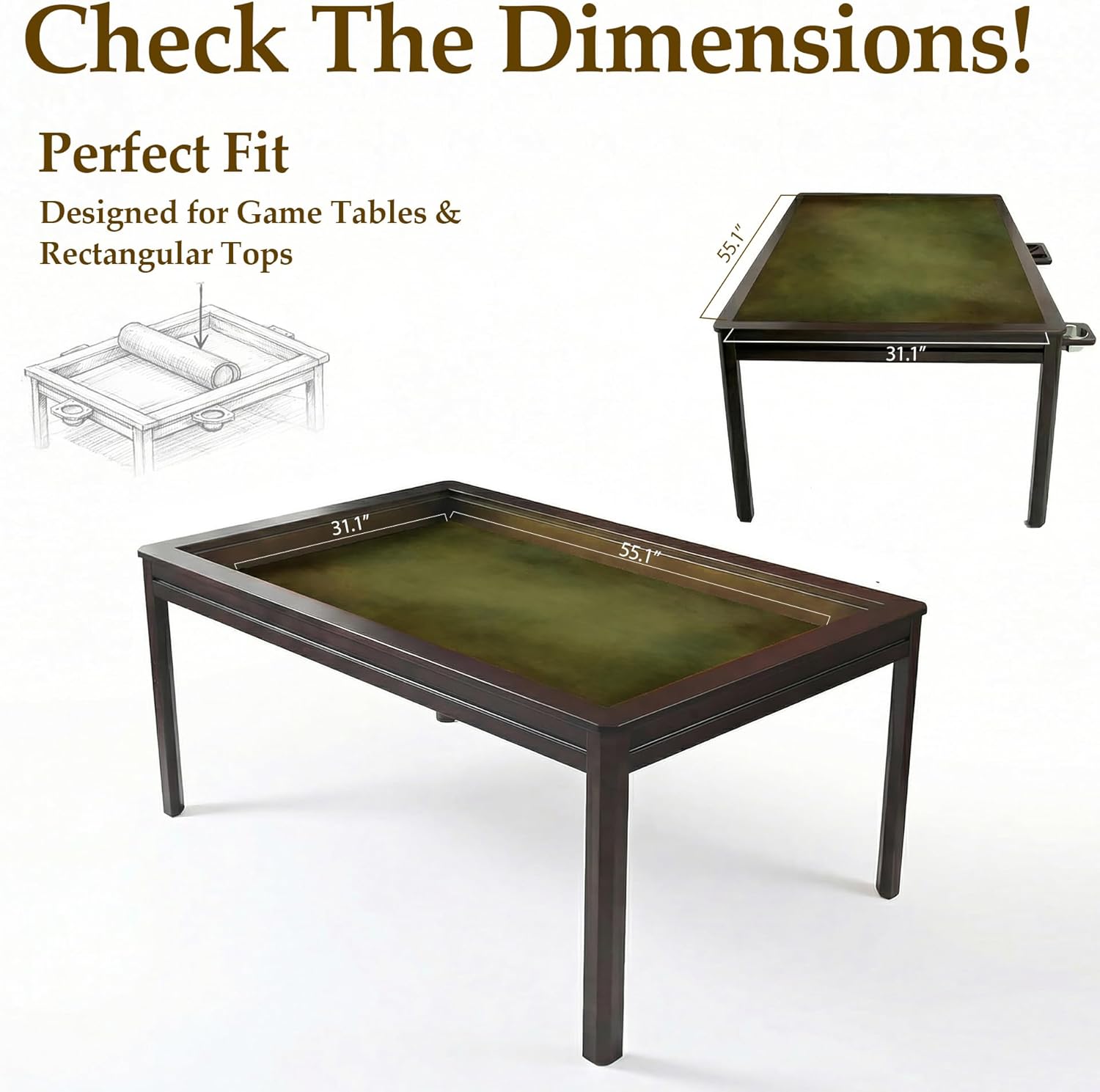 Board Game Mat for Table 31 x 55 Inches, Waterproof Neoprene Gaming Playmat for Mahjong, Poker, Board Games, Card Games, Tile Games, Dominoes & RPG–Large Portable Table Cover