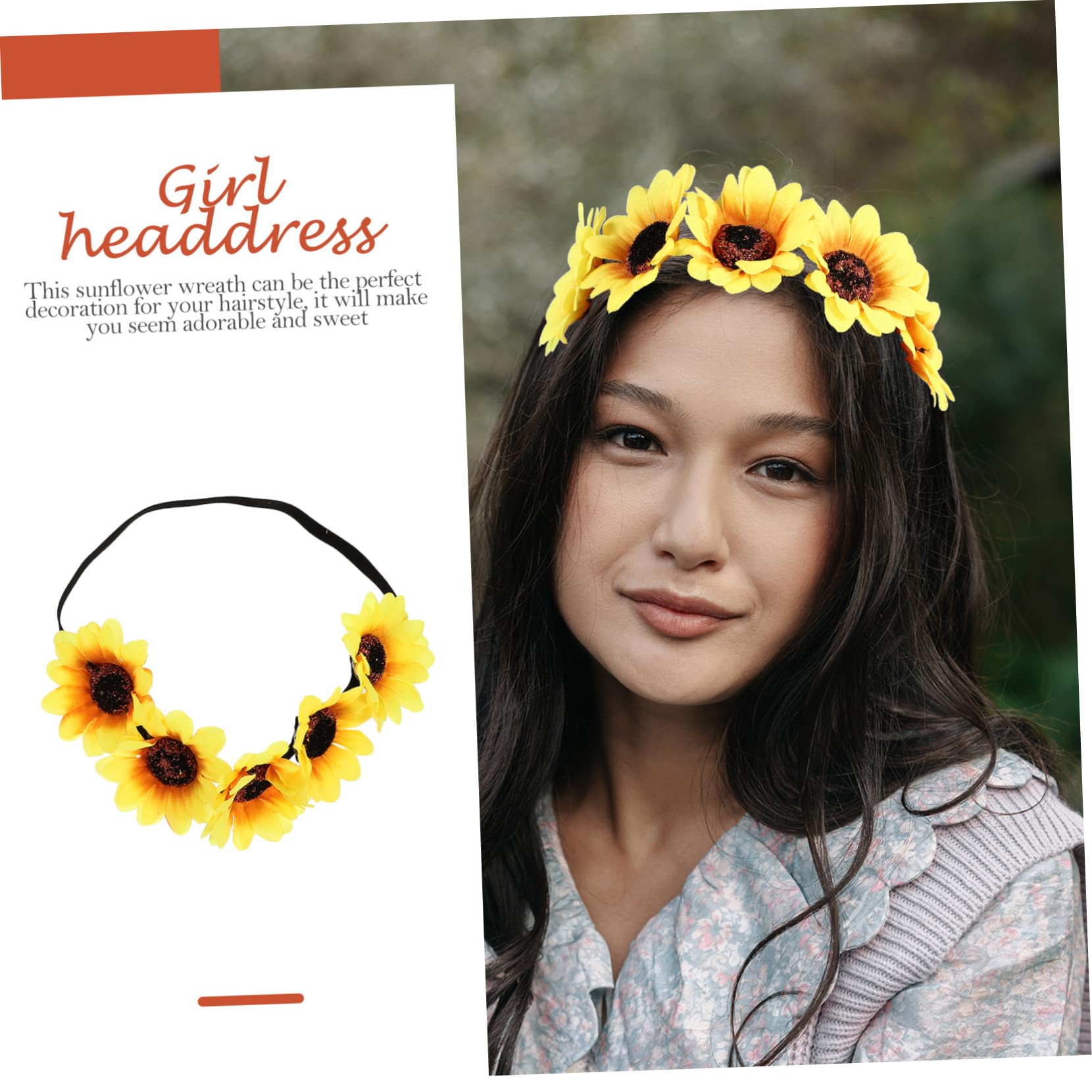 Baluue Bandeau à Cheveux Tournesol Jaune 2pcs Fleurs en Tissu et Nylon, Design Élastique Élégant pour Mariage, Plage et Fêtes Bohémiennes