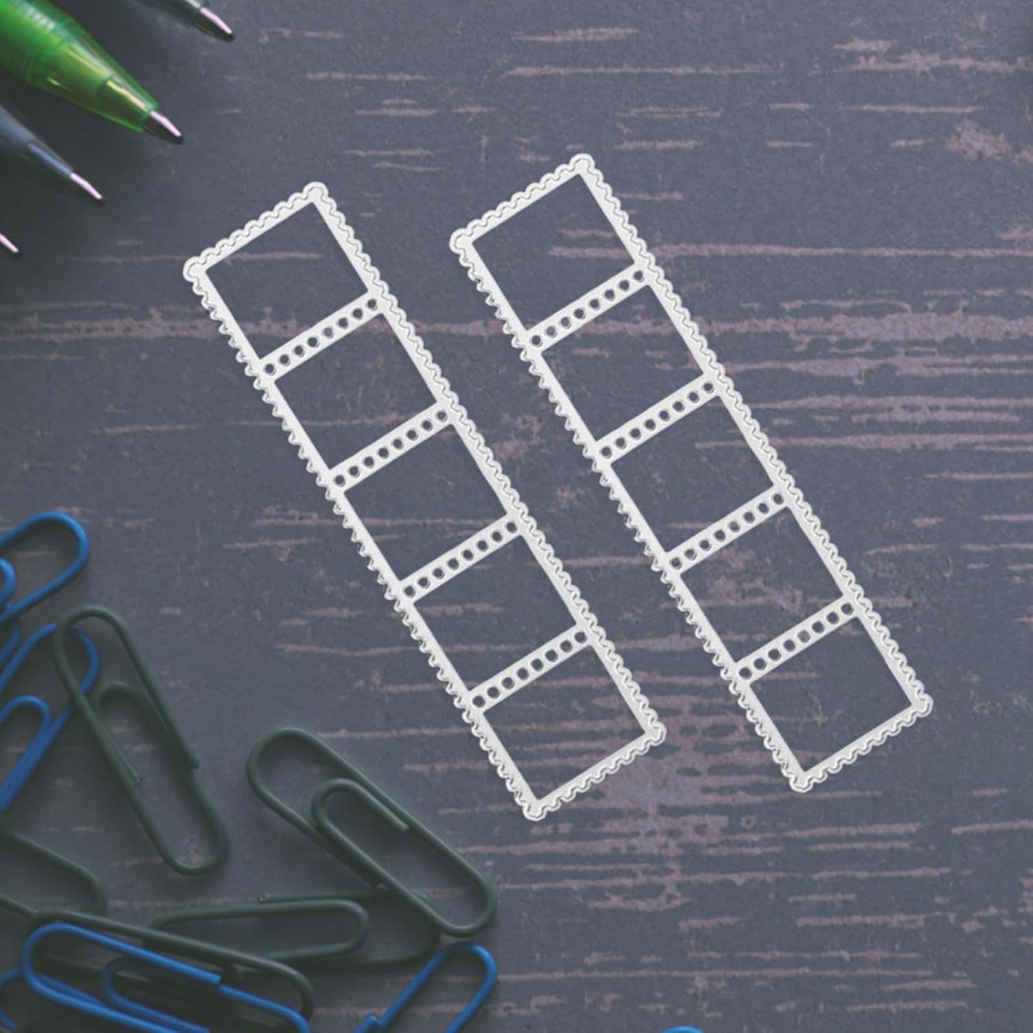 2pcs Stamp Frame Pattern Cutting Dies - Postage Stamp Wave Edge Embossing Stencil Template - for Card Making Scrapbooking Decoration