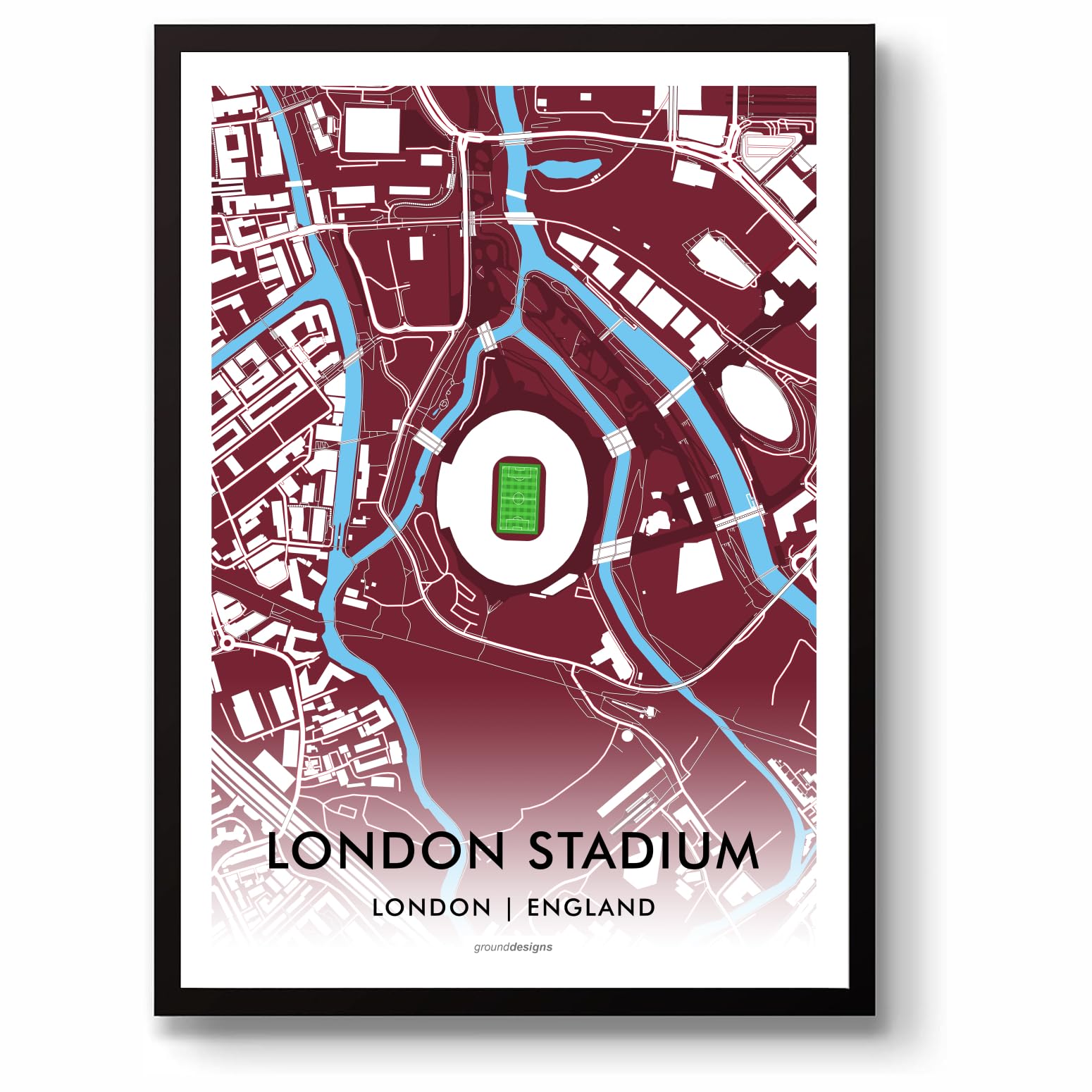 Grounddesigns Claret And Blue West Ham United London Stadium Map