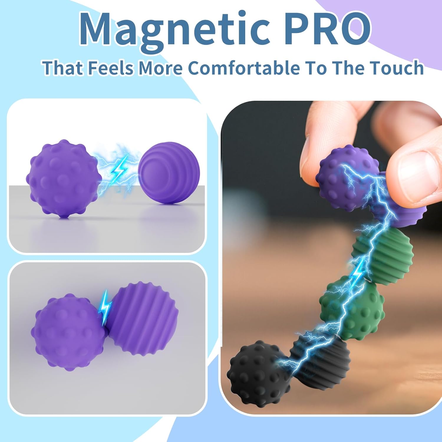 HengLiSam Silicone Magnetic Balls, Magnet Fidget Toy with Pro Magnetic Strength, Magnetic Fidget Ball for Adults (6 Pack)