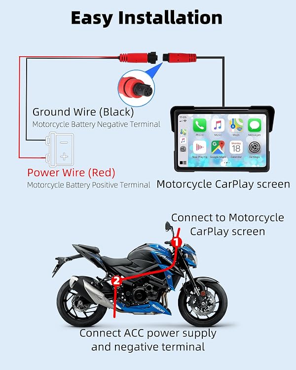 Tenpmas 2026 Motorcycle CarPlay Screen & Android Auto 7" Pantalla Carplay Screen Bluetooth IP67 Waterproof GPS Navigation System por Moto Motorbike with Touchscreen Bluetooth Anti-Glare by Tenpmas - Image 8