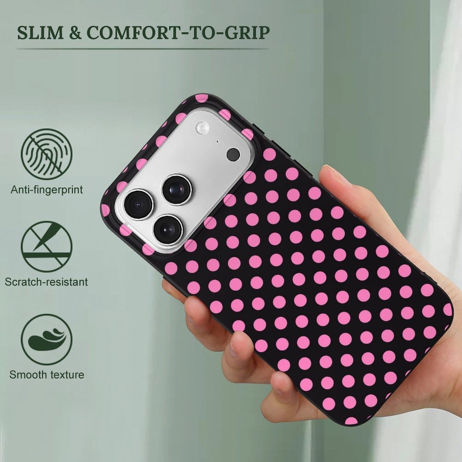 Amazon.com: TZTTZT Pink Polka Dot Black Print Compatible with
