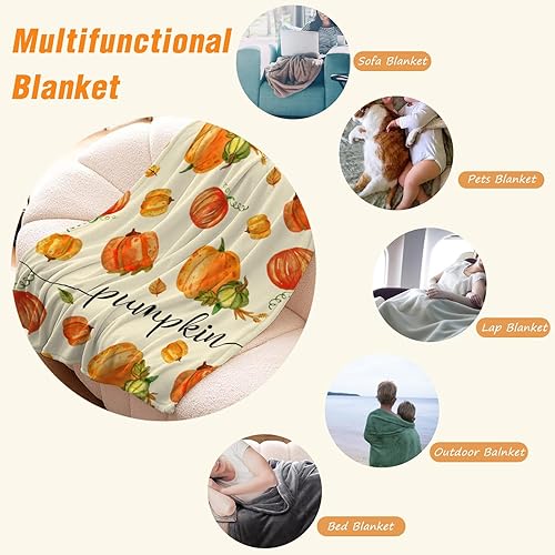 Miniatura 5 de YeeJu Manta decorativa de otoño, Acción de Gracias, cosecha de otoño, calabazas, para sofá, cama, sala de estar, bonita, suave, acogedora, ligera,