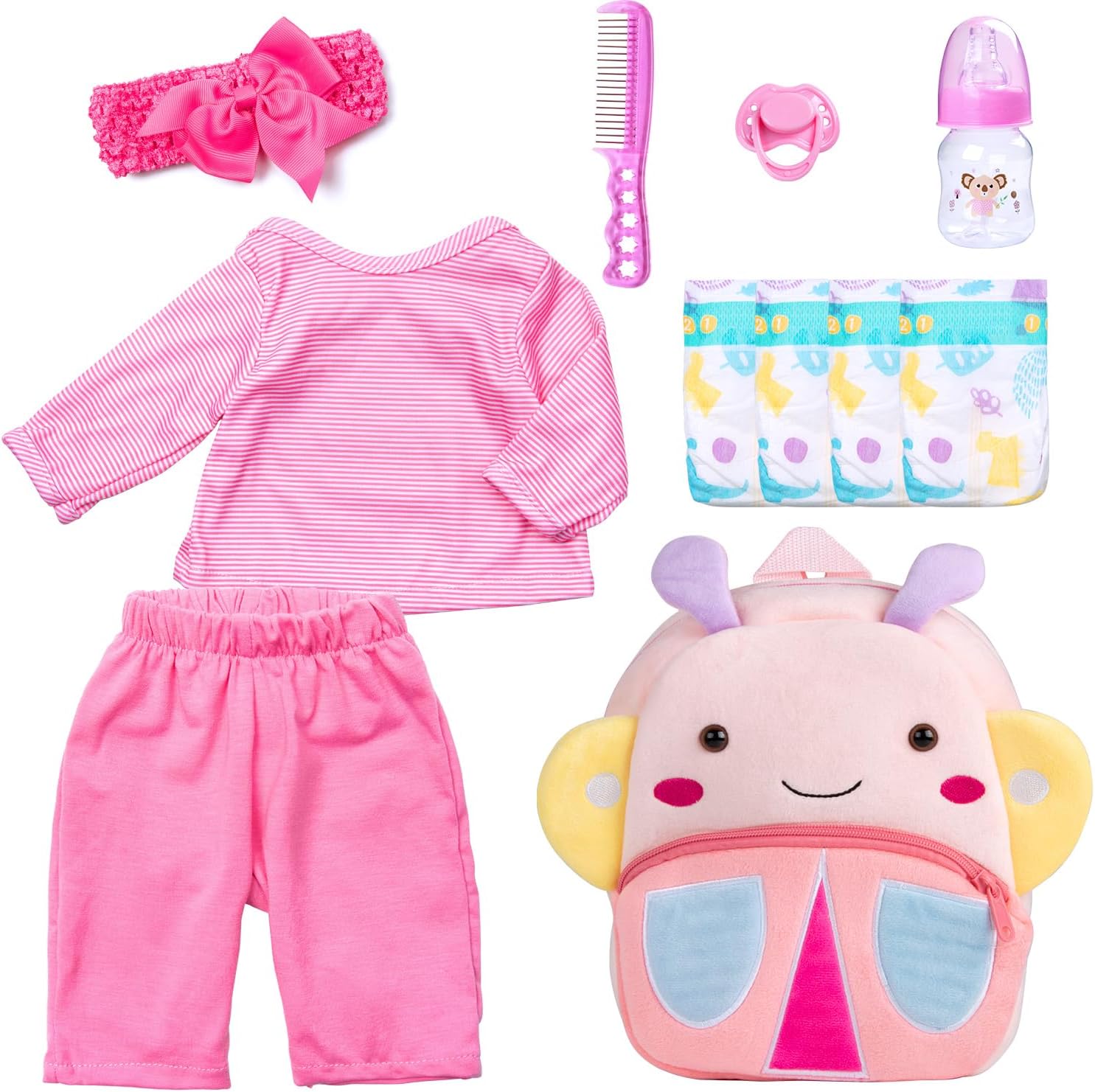 ローズ♡ピンクねこさん】 双子 おすわりぬい服 15cm 【バッグチャーム