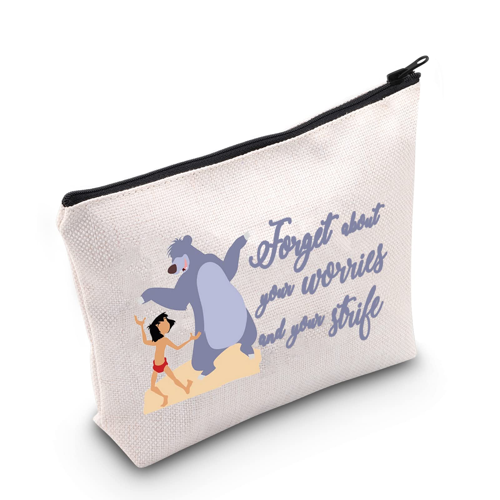 LEVLO Cartoon Mowgli Cosmetic Bag Baloo Fans Gift Forget About Your Worries And Yourstrife Mowgli Makeup Zipper Pouch Bag (Forget About)