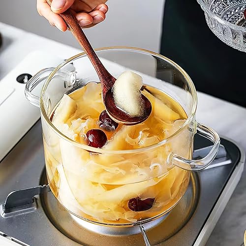 Miniatura 2 de Yardwe Olla de cocción de vidrio, 1.35 L, resistente al calor, vidrio de borosilicato, sartenes de fideos instantáneos de dos orejas para fideos de