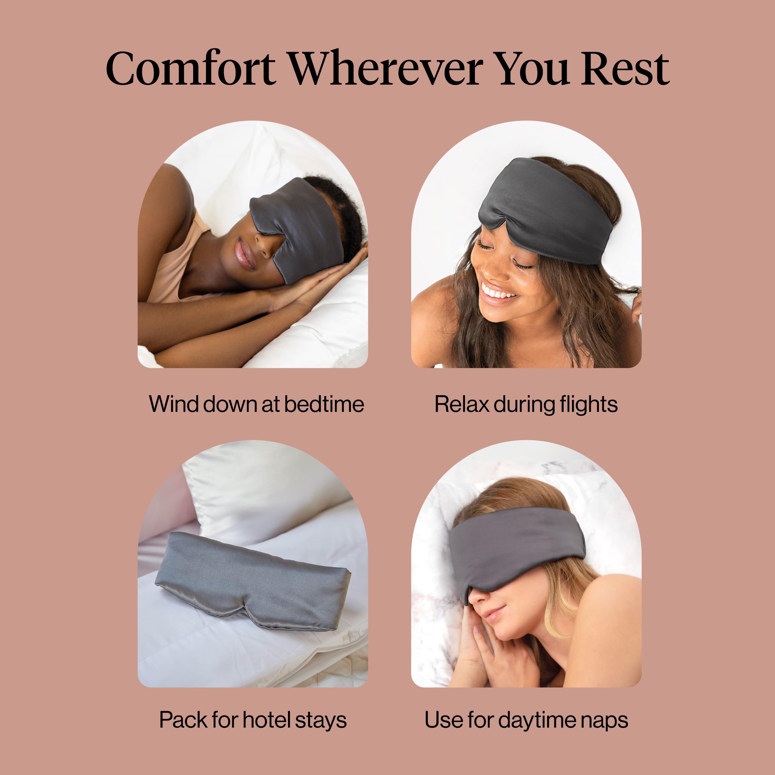 Kitsch Satin Sleep Mask | Eye Masks for Sleep - Charcoal Black — Amazon image 6