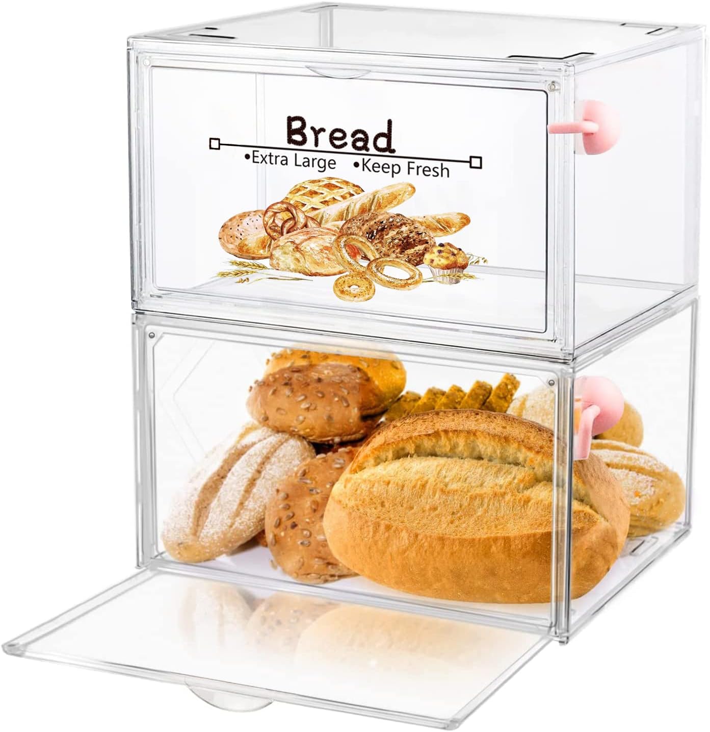Bread Boxes for Kitchen Counter 2 PCS Bread Box for Countertop