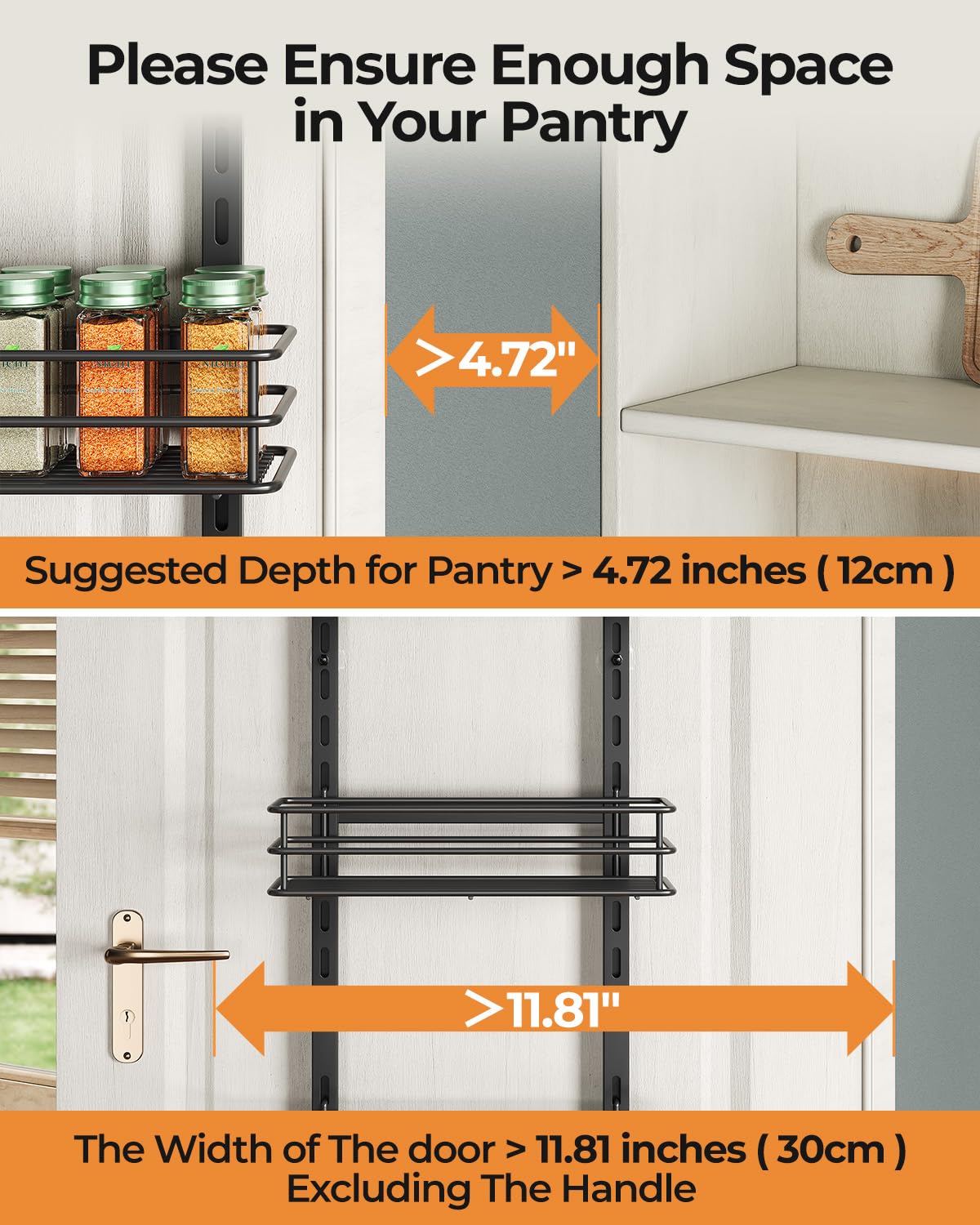 Organizador de despensa ajustable de 5 niveles sobre la puerta, estante para especias, estante colgante estrecho para almacenamiento y organización de cocina