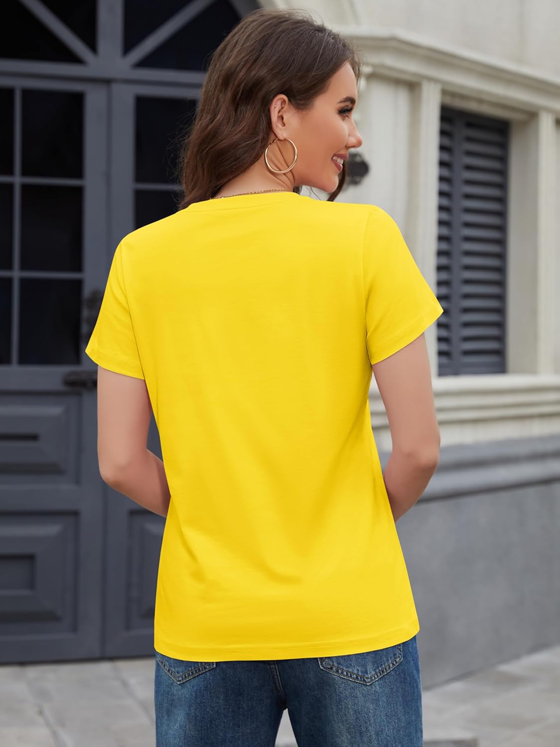 MAGCOMSEN Women's Cotton T-Shirts Short-Sleeve Shirts Crew-Neck Tops Classic-Fit Breathable Casual Summer Tees - Image 2