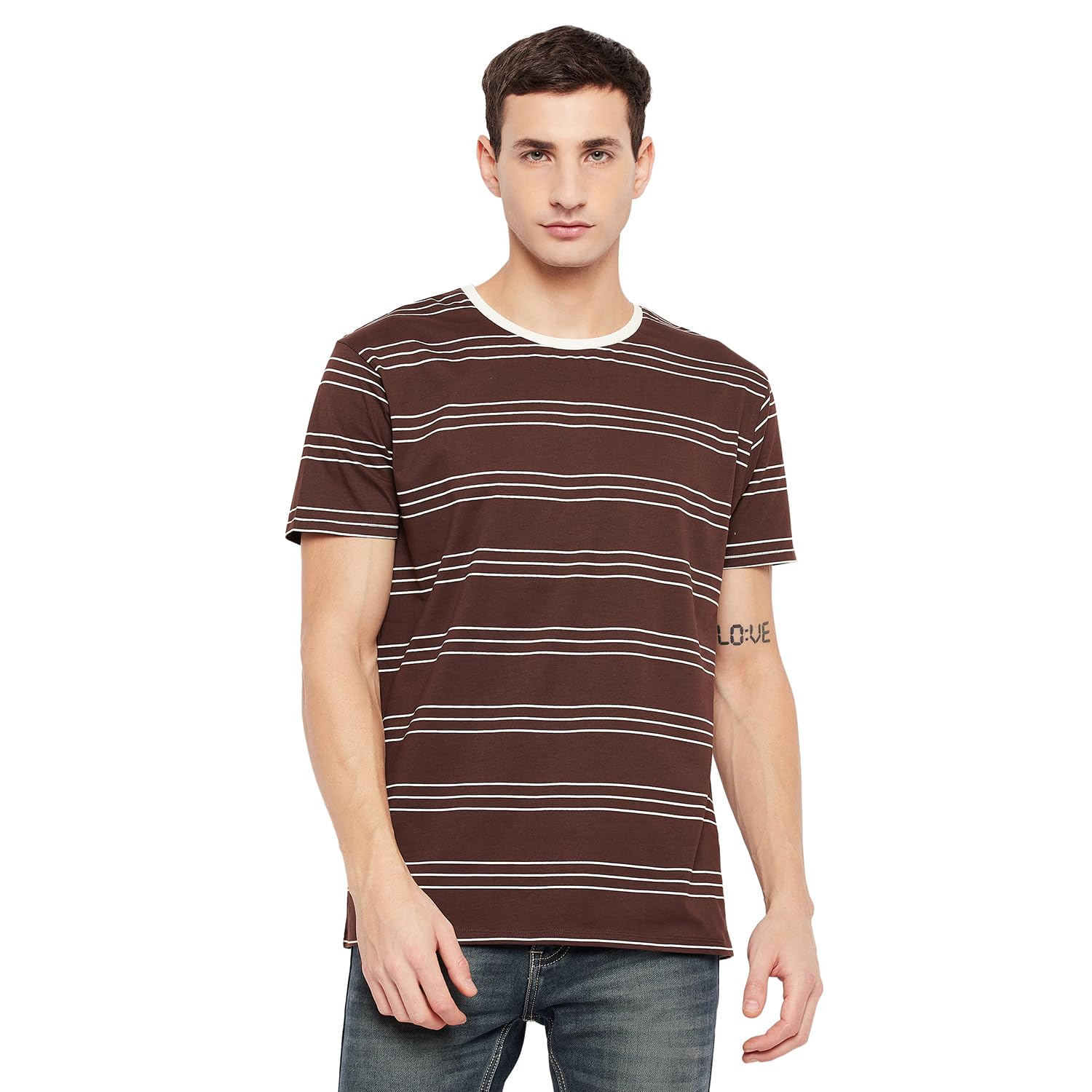 KAMELEON Men's Slim Fit 100% Cotton Crew/Round Neck Half Sleeve Striped T Shirt, Casual Tees for Boys_S to 3XL